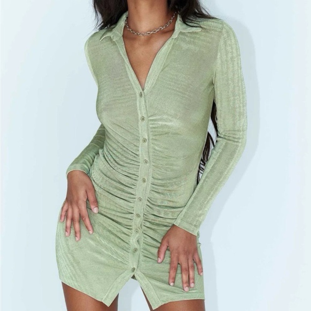 Green Button Down Dress